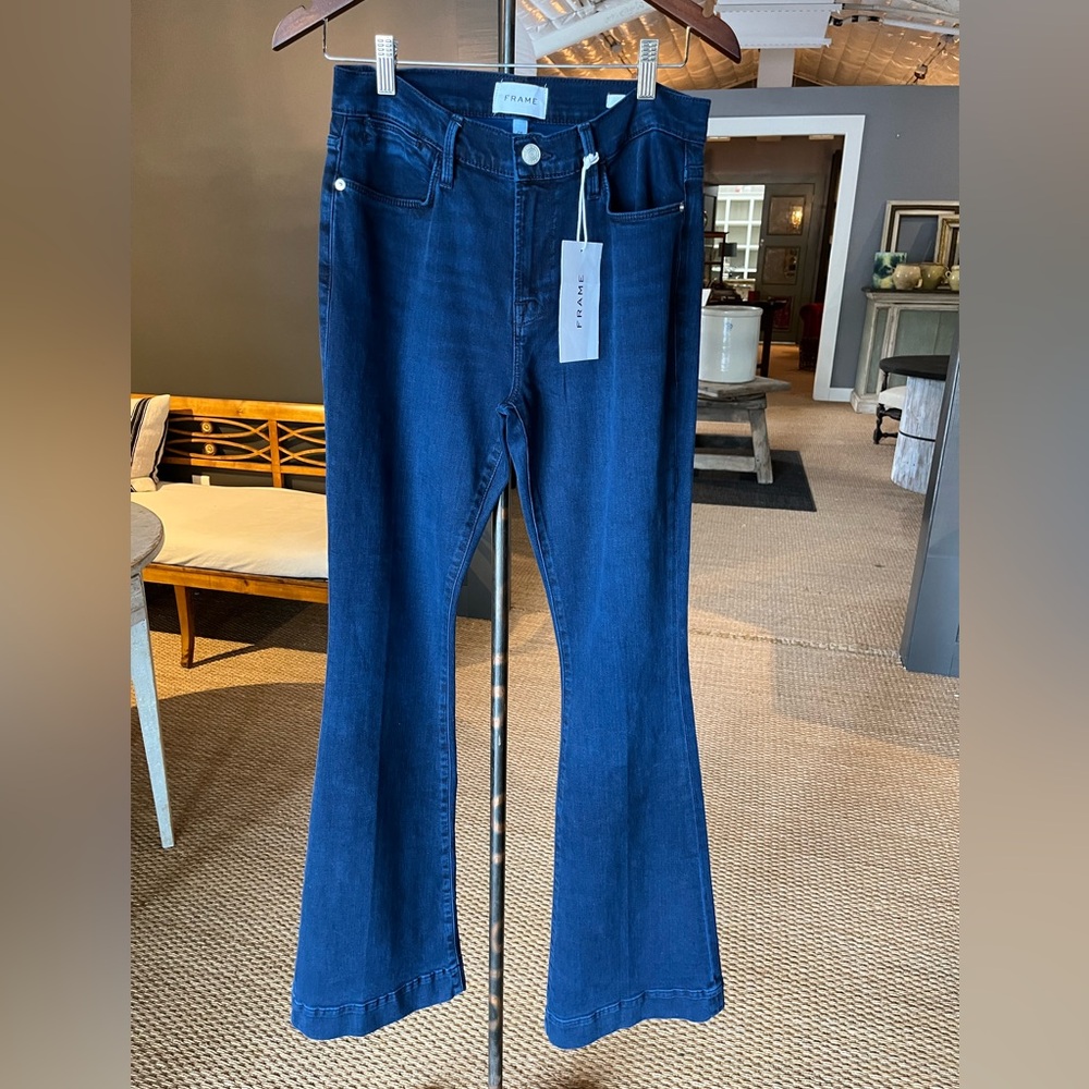 FRAME | Le High Flare Wide-Hem Blue Jeans (Sz. 28)